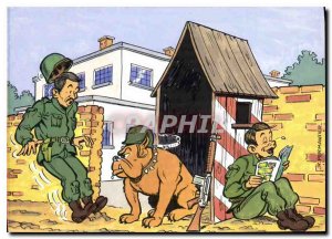 Postcard Modern Army Soldier Hound Dog Permantier