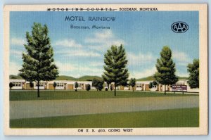 Bozeman Montana MT Postcard Motel Rainbow Exterior Building 1956 Vintage Antique