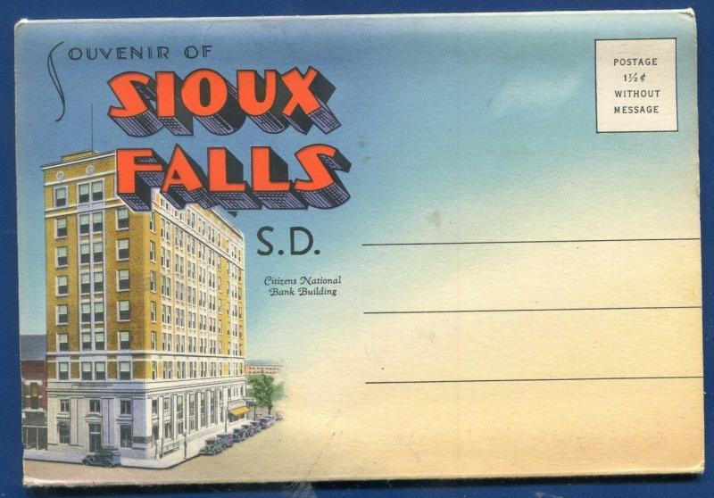 Sioux Falls South Dakota sd 1940s #1 old postcard folder