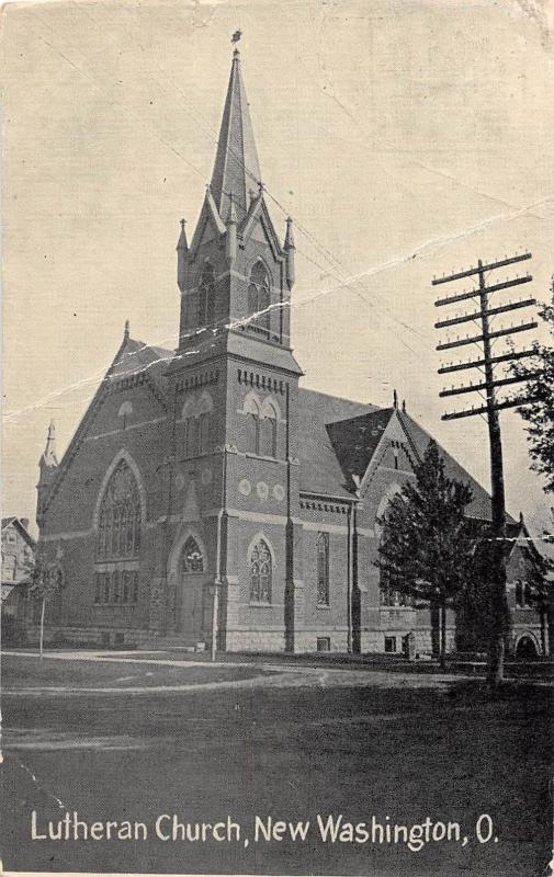 Ohio Postcard c1910 NEW WASHINGTON Lutheran Church Building