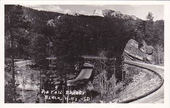 South Dakota Pig Tail Bridge Black Hills Real Photo RPPC