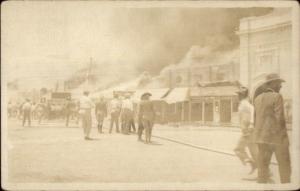 Street Scene Fire - Deming NM Written on Back c1910 Real Photo Postcard