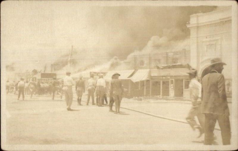 Street Scene Fire - Deming NM Written on Back c1910 Real Photo Postcard