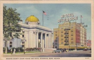 Nevada Reno Washoe County Court House and Hotel Riverside 1936 Curteich