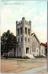 VINTAGE POSTCARD THE BAPTIST CHURCH LOACTED AT BLOOMINGTON INDIANA MAILED 1910