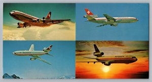 Aviation Airplane Postcard Swissair Airlines Issue Multiview DC-10 Aircraft OS1