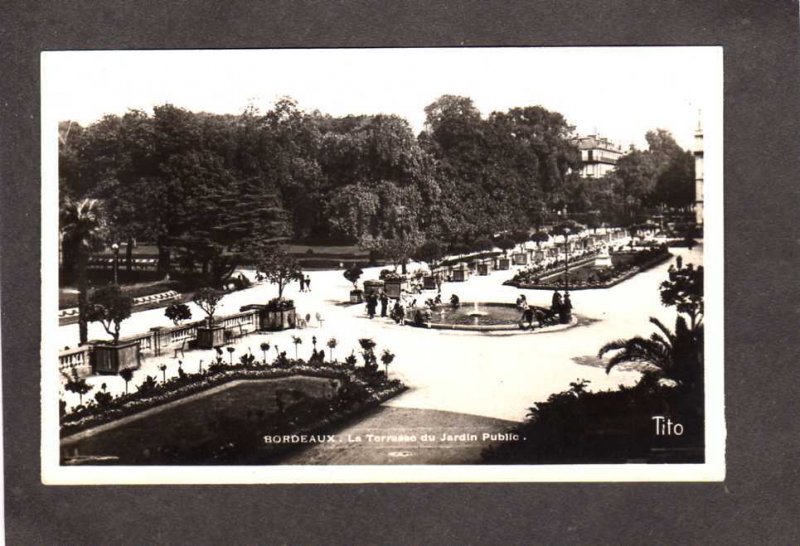 France Bordeaux Terrasse du Jardin Garden Public RPPC Real Photo Carte Postale