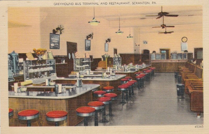 Pennsylvania Scranton Greyhound Bus Terminal & Restaurant Interior sk4526