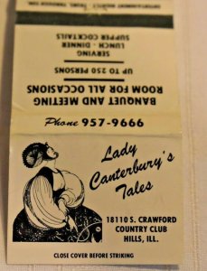 Lady Canterbury's Tales Country Club Hills Illinois 30 Strike Matchbook Cover