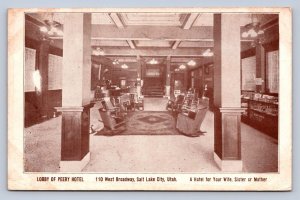 K8/ Salt Lake City Utah Postcard c1910 Interior Peery Hotel Lobby 50