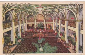 Missouri St Louis Hotel Jefferson Grand Lobby Curteich
