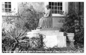 RPPC Evangeline Statue & Grave St Martin Church St Martinville LA 1950s Postcard