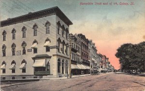 c.'11, Hampshire St East of Fourth, Street Cars,Wagons,Quincy, IL, Old Post Card