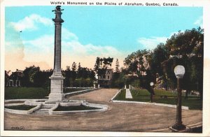 Canada Wolfe's Monument on the Plains of Abraham Quebec Vintage Postcard 03.82