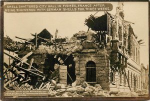 WWI Signal Corps RPPC Postcard Artillery Destruction in Fismes Marne France