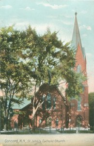 Concord, NH Saint John's Catholic Church Pre-Linen Postcard