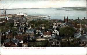 FALL RIVER MA View West from High School c1910 Postcard