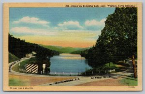 Postcard Scene on Beautiful Lake Lure Western North Carolina Curt Teich NC WB