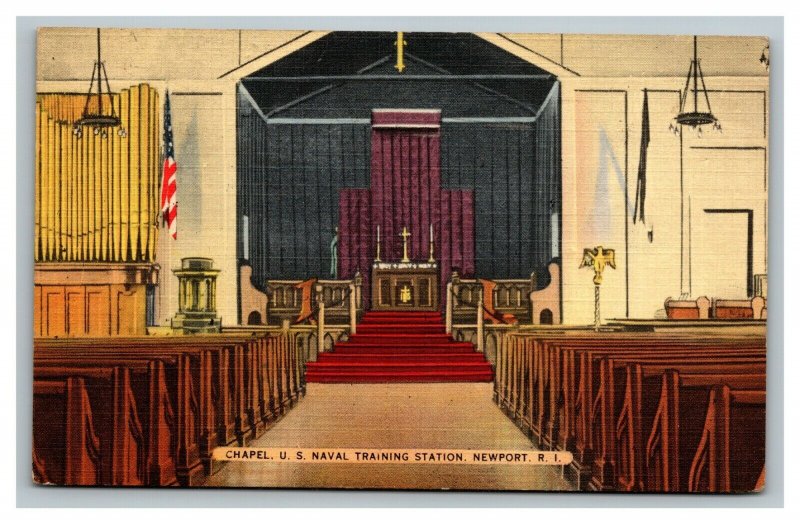 Vintage 1943 Postcard Chapel U.S. Naval Training Station Newport Rhode Island Topics