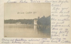 Postcard RPPC Druce Lake Wisconsin Gray's Lake Waterfront 1907 23-10097