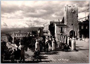 Taormina Piazza S. Agostino con la Secenesca Italy Real Photo RPPC Postcard