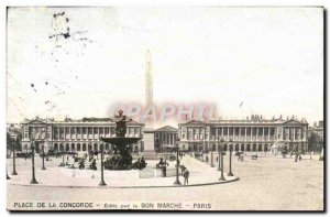 Old Postcard Place De La Concorde Edits By Bon Marche Paris