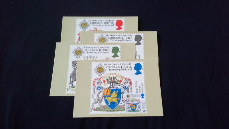 Post Office PHQ Stamp Cards Order Of The Thistle Tercentenary Of The Revival