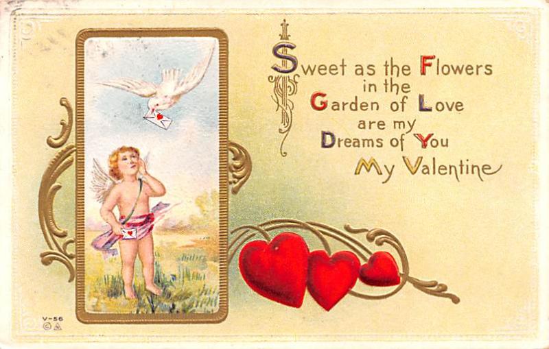 Valentines Day postal used unknown postal marking on front