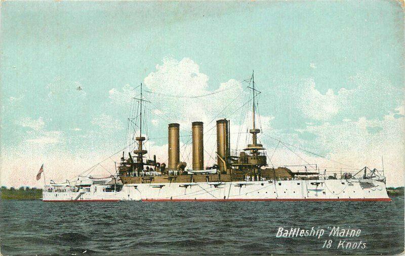 Battleship Maine Navy Military Greet White Fleet C-1910 Postcard Leighton 3322