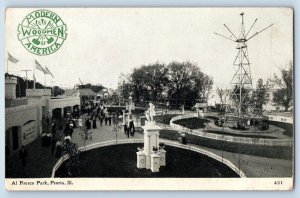 Peoria Illinois IL Postcard Al Fresco Park Ferries Wheel Scene c1960's Vintage