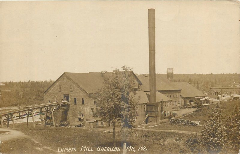 c1910 Sheridan Maine Lumber Mill occupational RPPC Postcard 25-1779