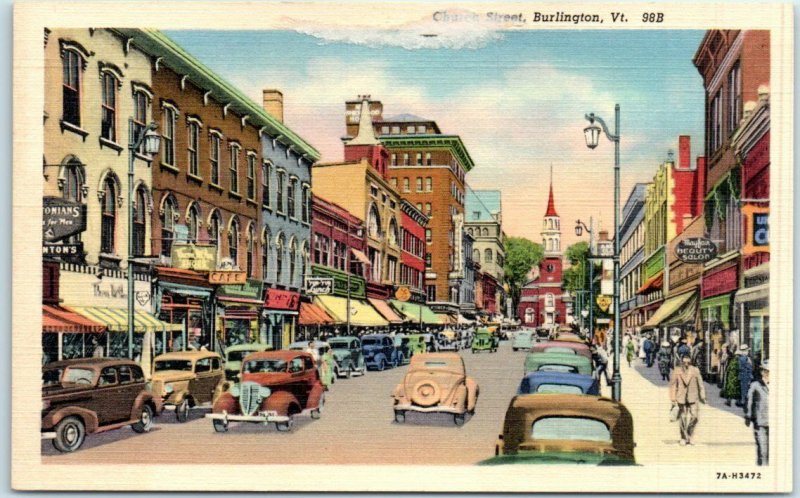 Postcard - Church Street, Burlington, Vermont