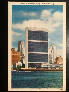 Vintage Postcard 1953 United Nations Building Seen from Long Island New York