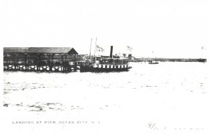 Vintage Postcard Real Photo Steamboat Landing At Pier Ocean City New Jersey RPPC