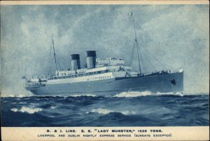 B&I Line Steamship S.S. Lady Munster Vintage Postcard