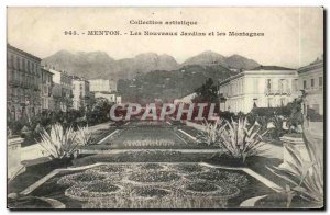 Old Postcard Menton The new gardens and mountains