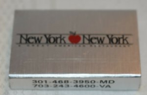 New York New York A Great American Restaurant Maryland Virginia Matchbox