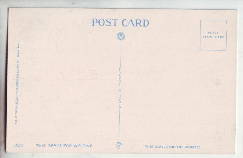 P9011 old linen card many sportfishing boats million dollar pier miami beach fl