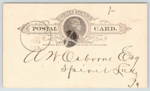 Milford IA~Commercial Savings Bank~Postal Receipt~1890~Osborne, Esq~Spirit Lake