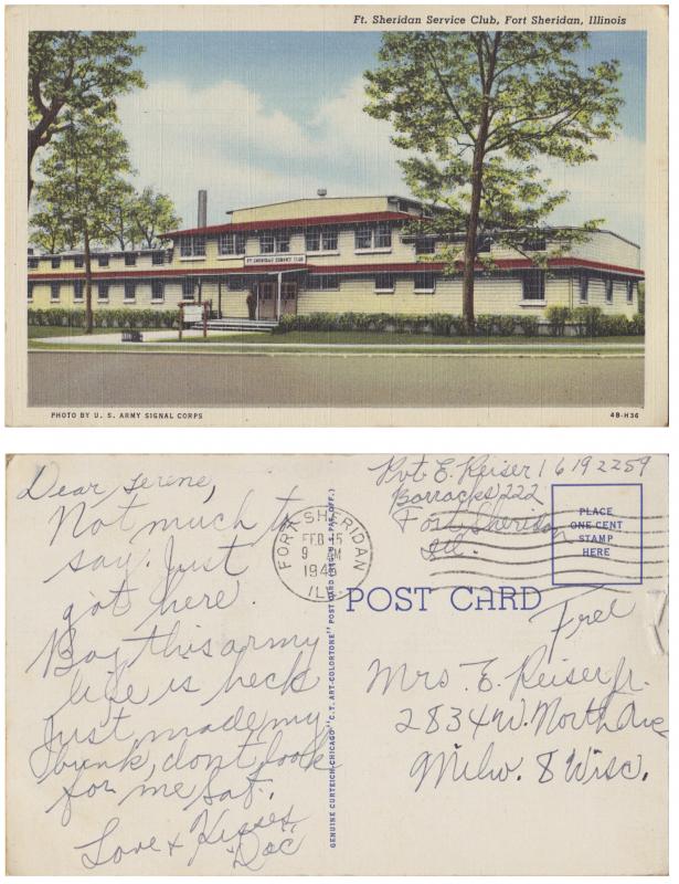 Fort Sheridan, Illinois, Fort Sheridan Service Club-1945 Soldiers Mail