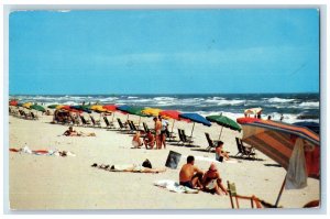 c1960 Virginia Beach Vacationists Bask Atlantic Coast Swimsuit Virginia Postcard 