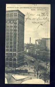 Detroit, Michigan/MI Postcard, Majestic Building & Woodward Ave, 1906!