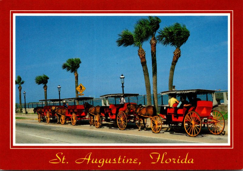 Florida St Augustine Carriages On The Bayfront Near The Bridge Of Lions