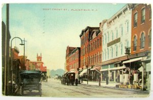 ANTIQUE 1912 POSTCARD WEST FRONT STREET PLAINFIELD N.J.