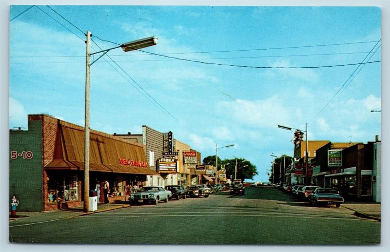 Postcard MI East Tawas Downtown Main Street View Vintage Cars Store Fronts G26