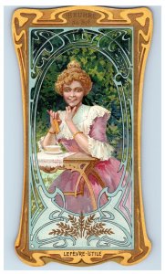 1900 Art Nouveau Bookmark Paris Lefevre-Utile Beurre Lovely Lady F161