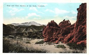 Vintage Postcard Bear and Seal Rock Formation Garden of the Gods Colorado CO