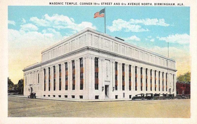 Birmingham Alabama Masonic Temple Exterior View Antique Postcard J76315