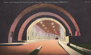 Vintage Postcard Portal & Tunnel America's Super Highway Pennsylvania Turnpike