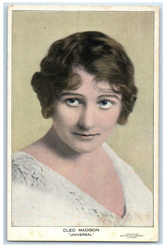 c1930's Cleo Madison Curly Hair Universal Actress Studio Portrait Postcard